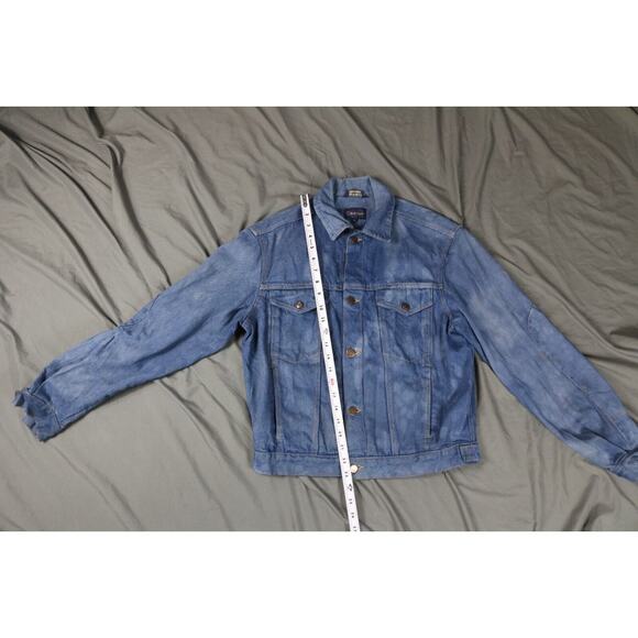 Vintage Calvin Klein Denim Jacket Women Medium Blue Tie Dye Blue Button Up - Picture 7 of 9
